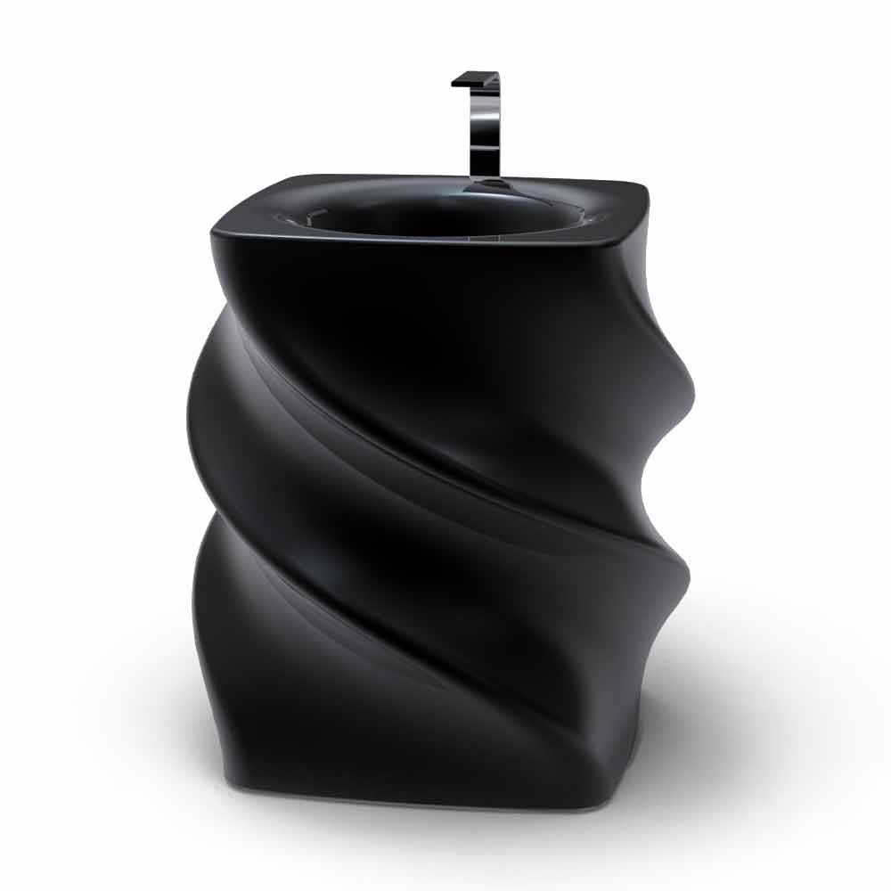 Freistehendes Waschbecken schwarz in modernem Design Twist Made in Italy