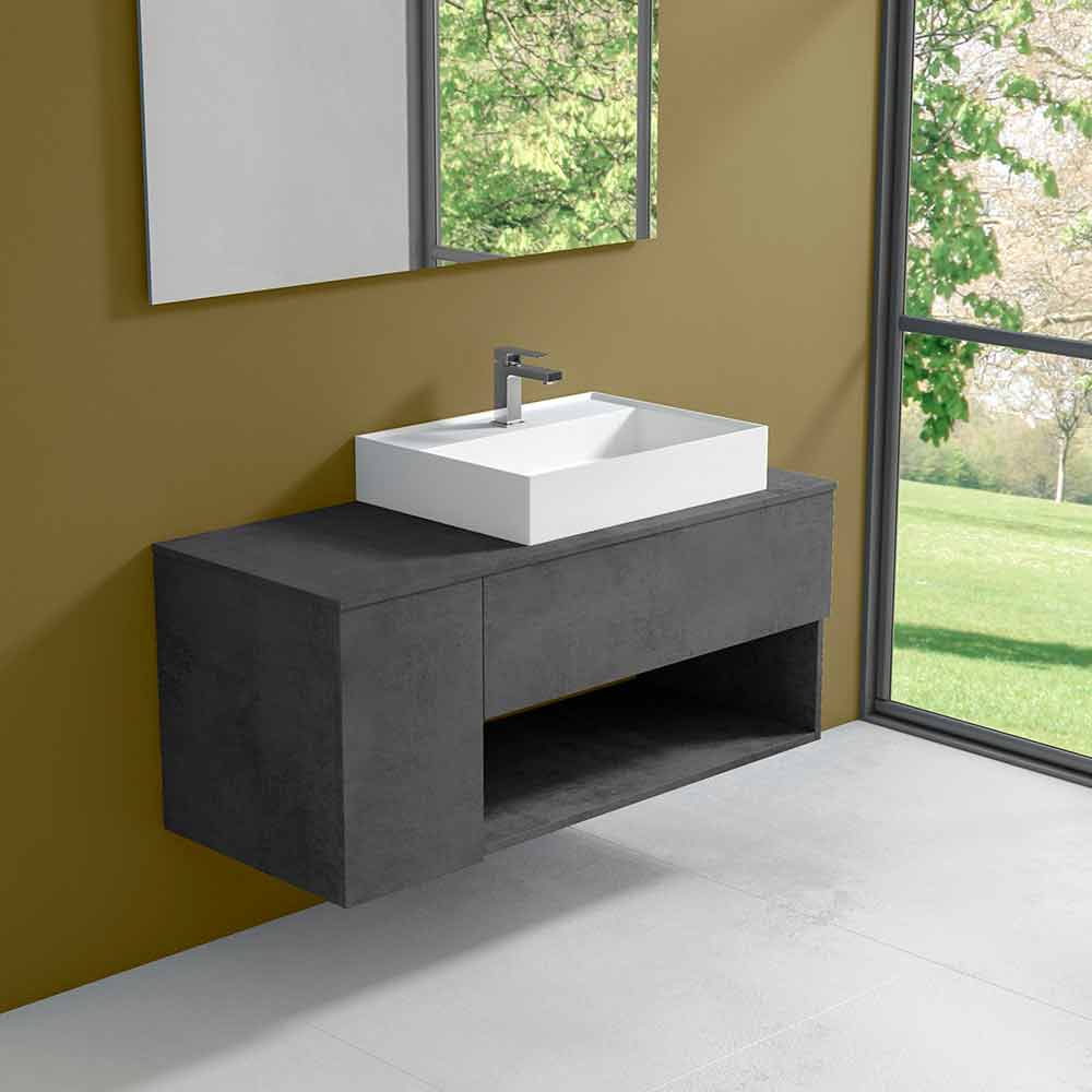 badezimmerschrank mit arbeitsplatte waschbecken modern minimal design