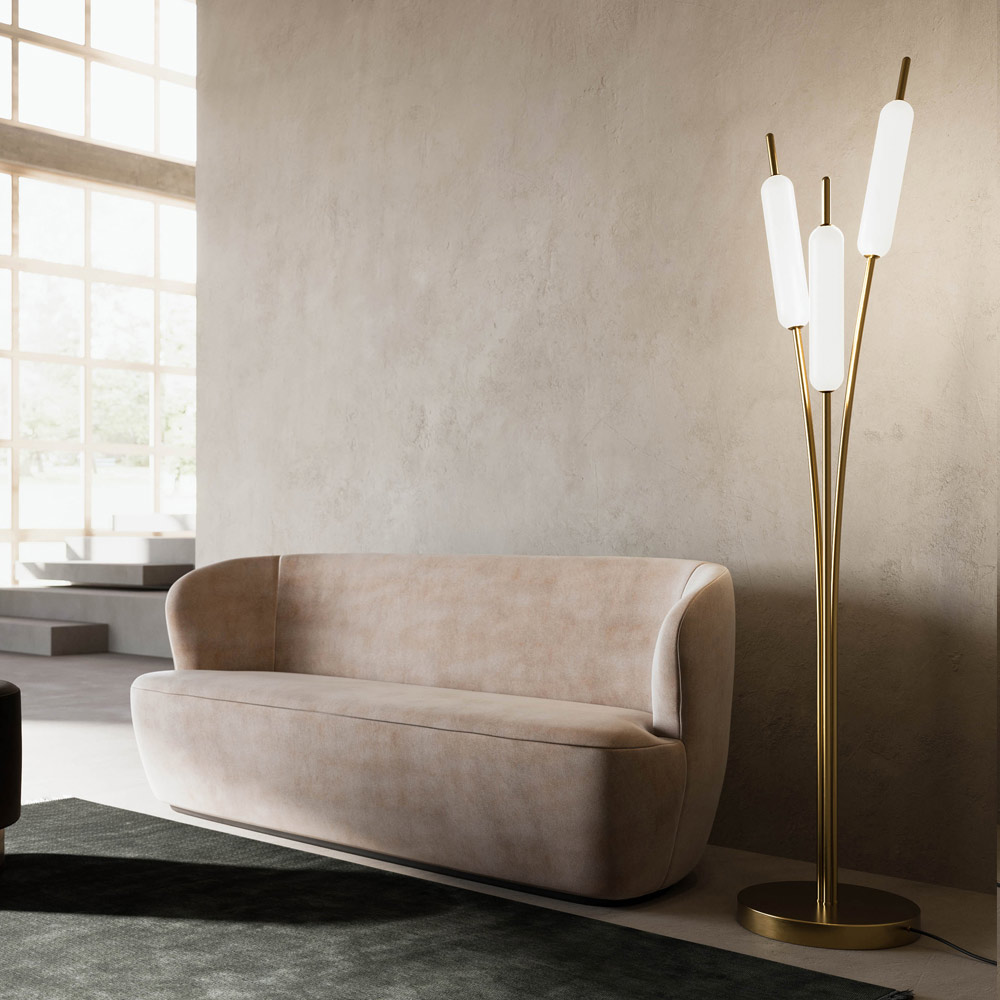 3-flammige stehlampe aus messing und glas modernes elegantes design - typha  von il fanale