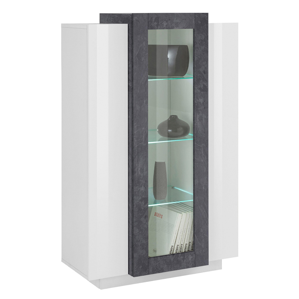 Mobile Vitrine für Wohnzimmer, 3 Design italienisches Glas, Holz, Türen