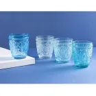 12 Wassergläser 300 ml aus Glas in 4 verschiedenen Blautönen - Kometen Viadurini