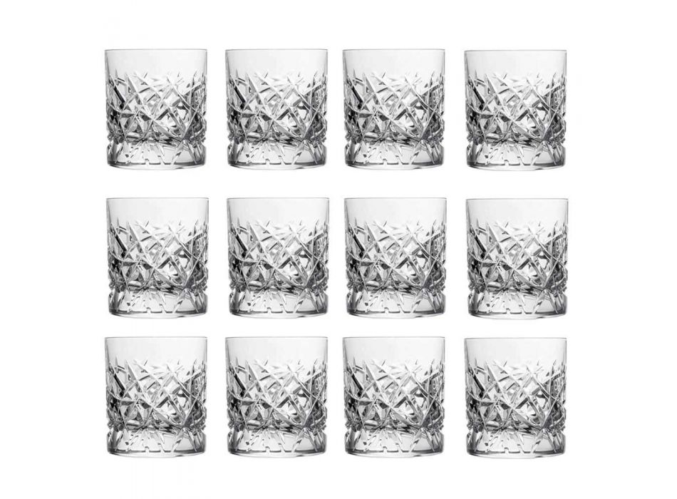 12 Dof Vintage Gläser für Wasser- oder Whisky-Design in Kristall - Titan Viadurini