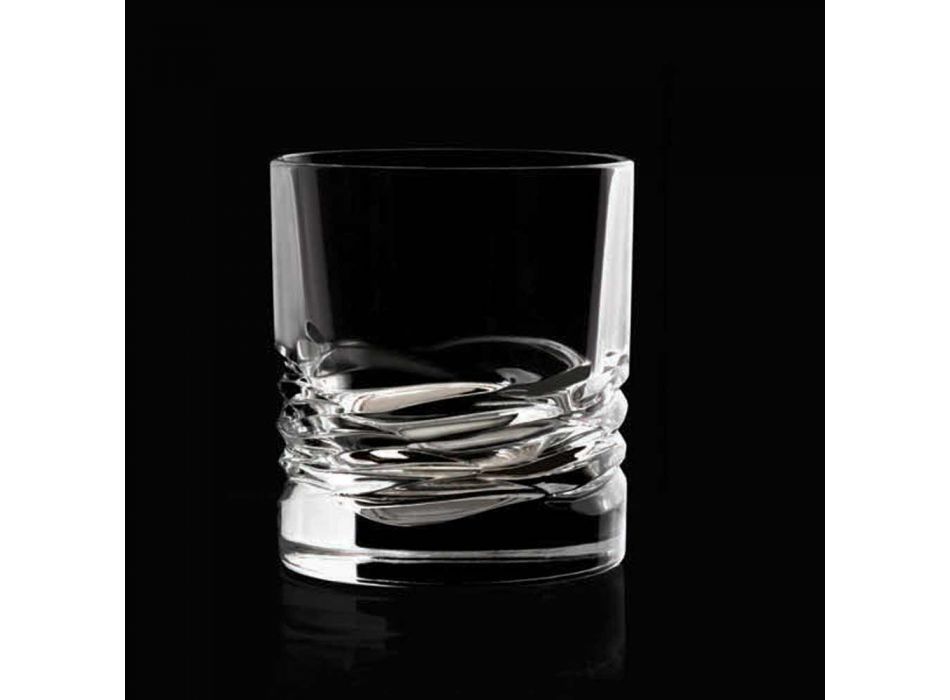 12 Kristallgläser Wave Decor für Whisky oder Dof Tumbler Water - Titan Viadurini