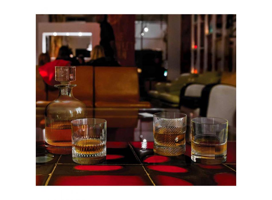 12 Gläser für Wasser oder Whisky Vintage Design in dekoriertem Kristall - taktil