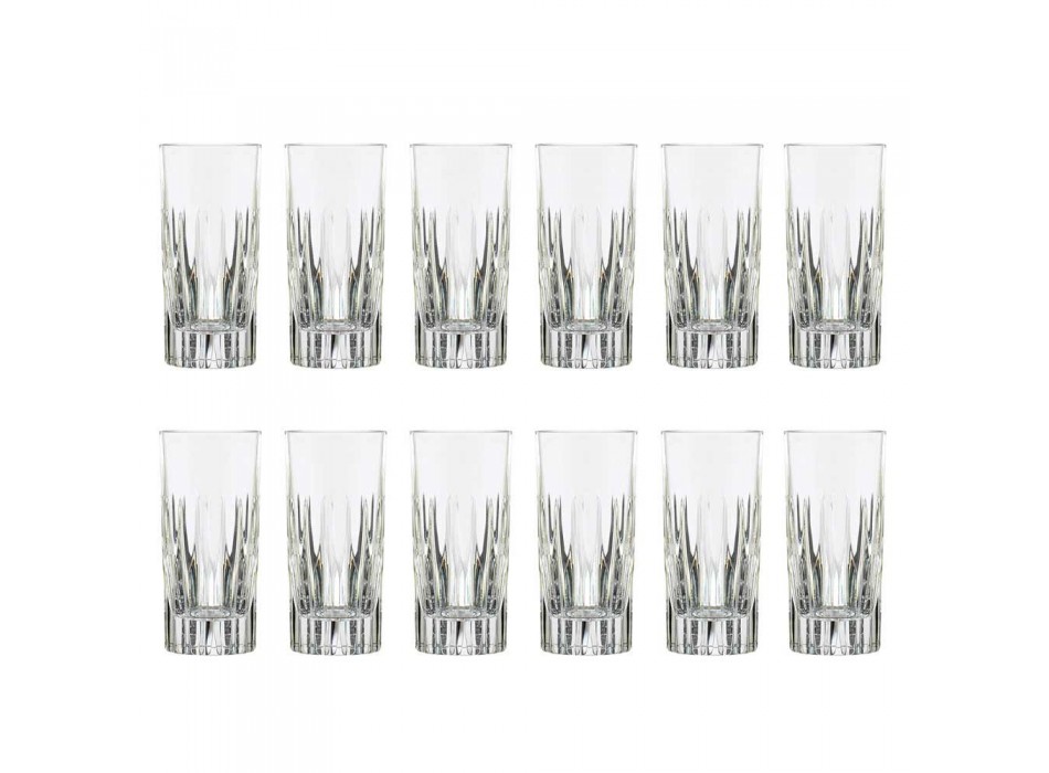 12 Becher Tall Long Drink Glasses aus ökologischem Kristall - Voglia Viadurini