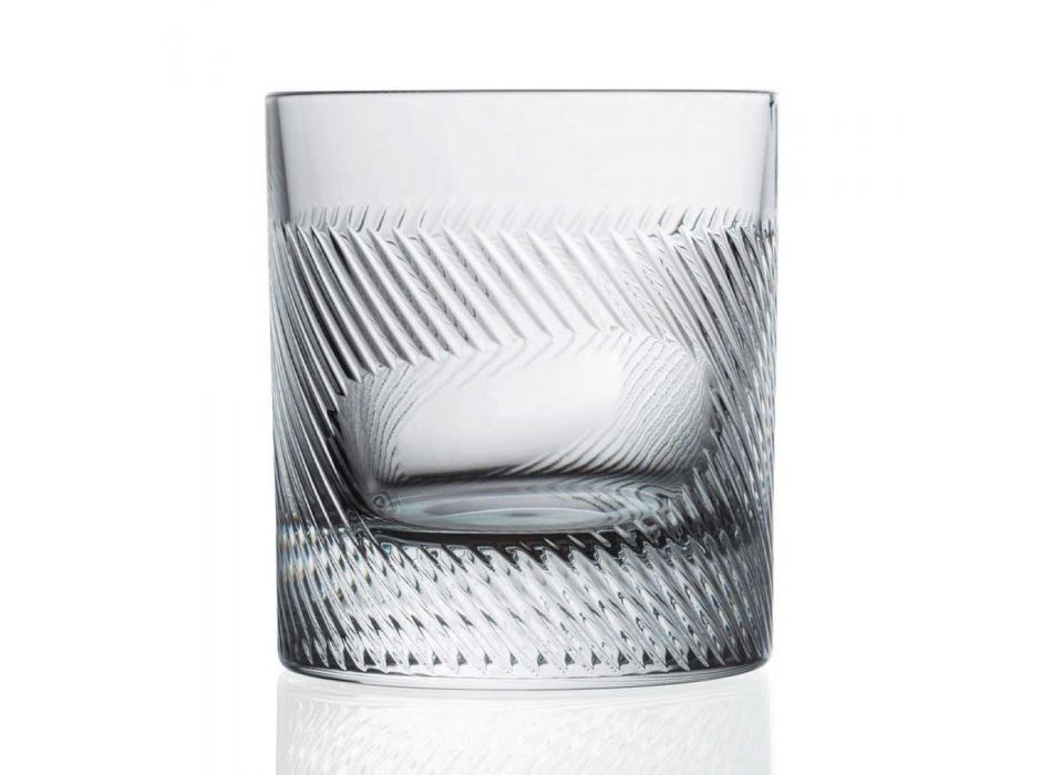 12 Whisky- oder Wassergläser im Vintage-Design mit Öko-Kristalldekoration - taktil Viadurini