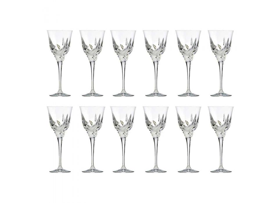 12 Luxus-Design-Weißweingläser in handverziertem Öko-Kristall - Advent Viadurini