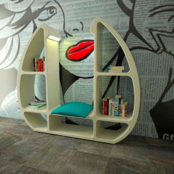 Bücherregal in modernem design aus solid surface shelley made in italy