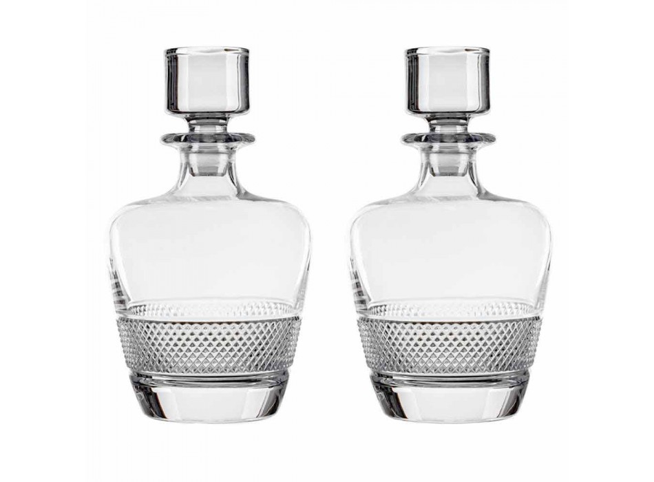 2 Whiskyflaschen im ökologischen Kristall Elegantes Design - Milito Viadurini
