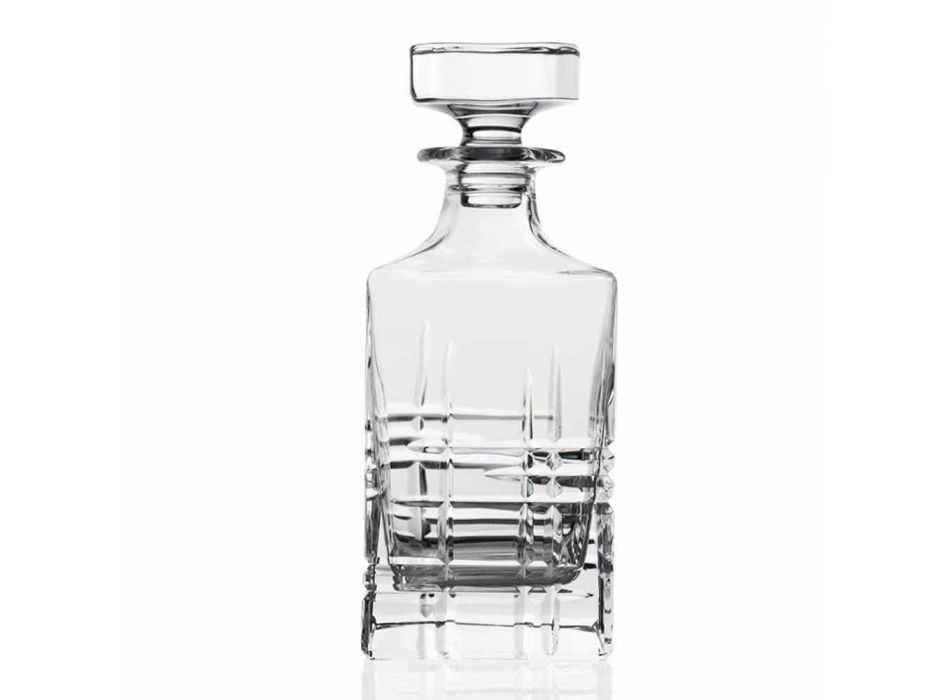 2 Whiskyflaschen mit kristallverzierter quadratischer Designkappe - Arrhythmie Viadurini
