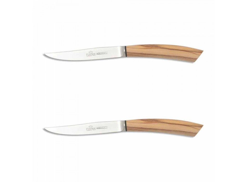 2 Steakmesser mit Horn- oder Holzgriff Made in Italy - Marino Viadurini