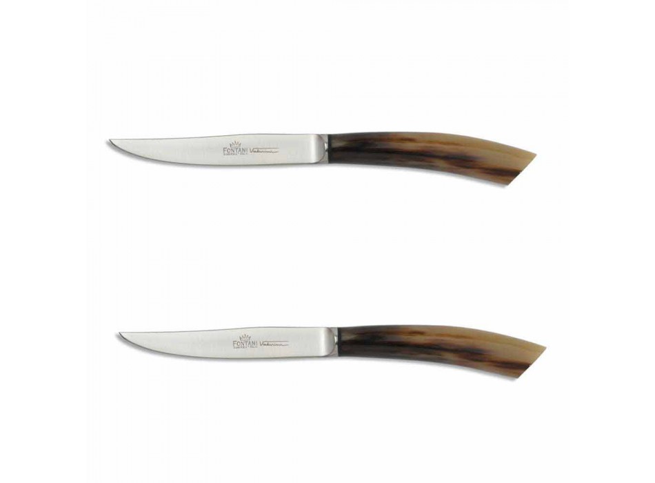 2 Steakmesser mit Horn- oder Holzgriff Made in Italy - Marino Viadurini