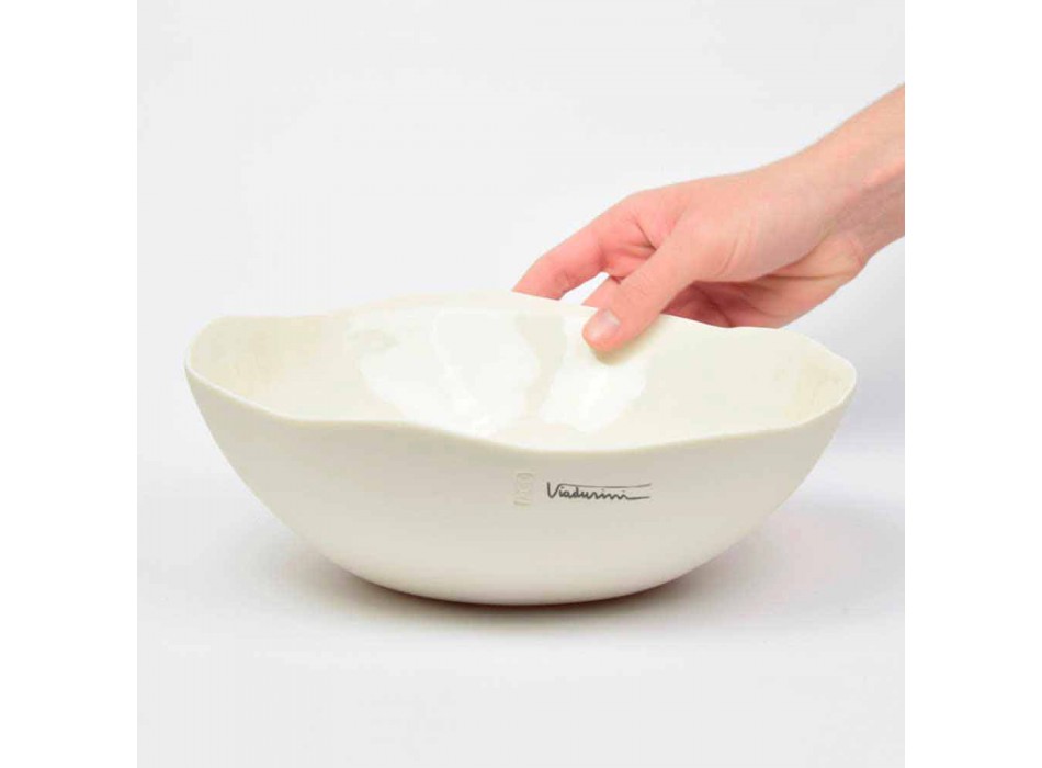 2 Salatschüsseln aus weißem Porzellan Einzigartige Stücke italienischen Designs - Arciconcreto