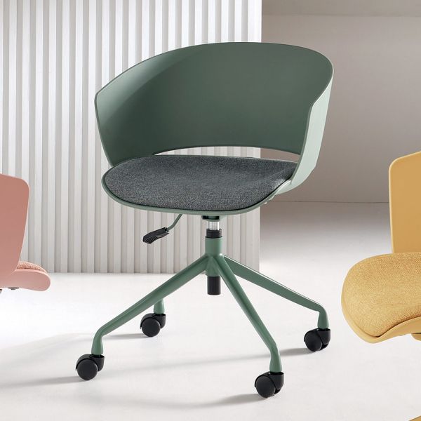 2 um 180° drehbare sessel mit stoffbezogenem sitz aus polypropylen - renza