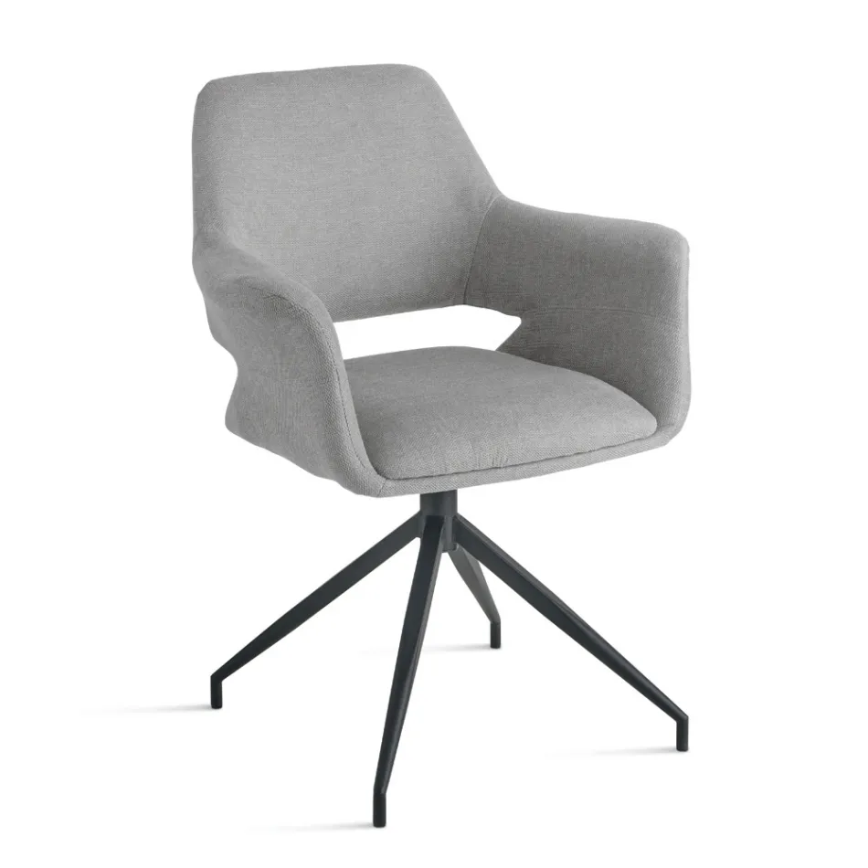 2 um 180° drehbare Sessel mit Stoffbezug und Metallgestell - Ivana Viadurini