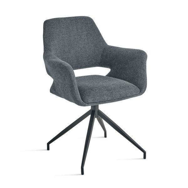 2 um 180° drehbare sessel mit stoffbezug und metallgestell - ivana