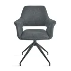 2 um 180° drehbare Sessel mit Stoffbezug und Metallgestell - Ivana Viadurini