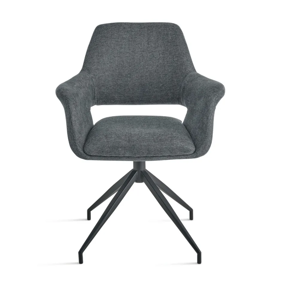 2 um 180° drehbare Sessel mit Stoffbezug und Metallgestell - Ivana Viadurini