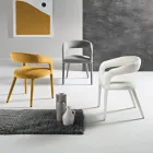 2 gepolsterte Sessel mit Bouclé-Stoffbezug und bezogenem Gestell - Domenica Viadurini