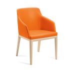 2 Sessel aus orangefarbenem Kunstleder und Beinen aus Eschenholz, hergestellt in Italien – Spiegel Viadurini