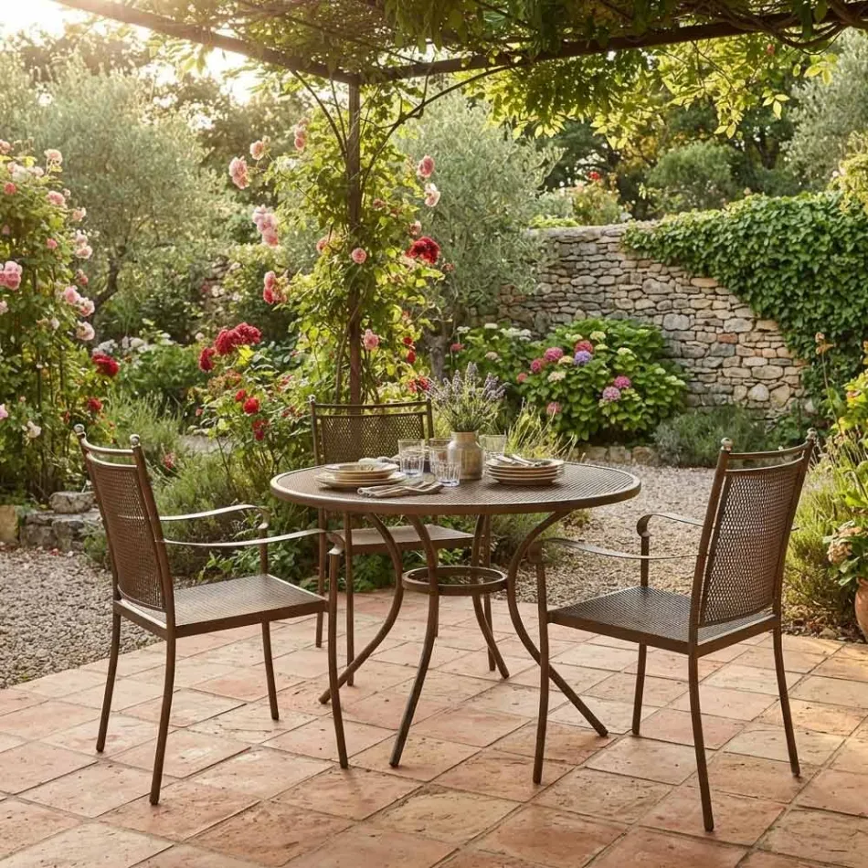 2 klassisch designte Metall-Gartensessel, hergestellt in Italien - Solis Viadurini