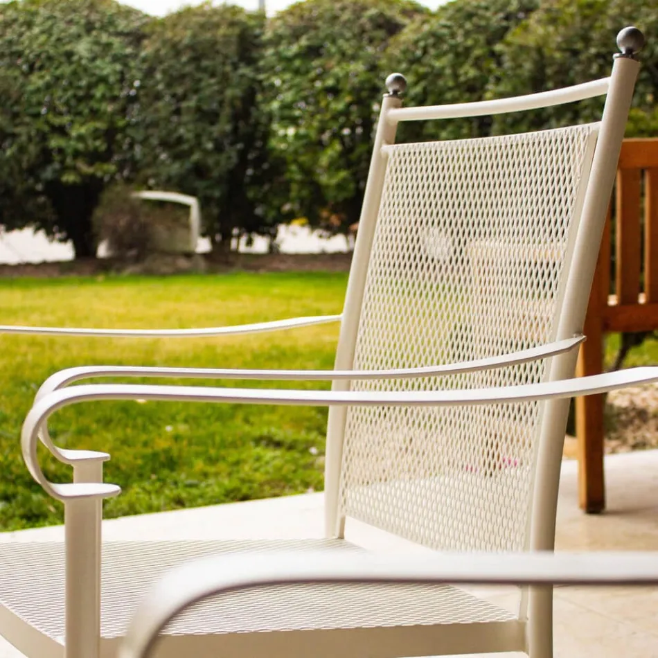 2 klassisch designte Metall-Gartensessel, hergestellt in Italien - Solis Viadurini