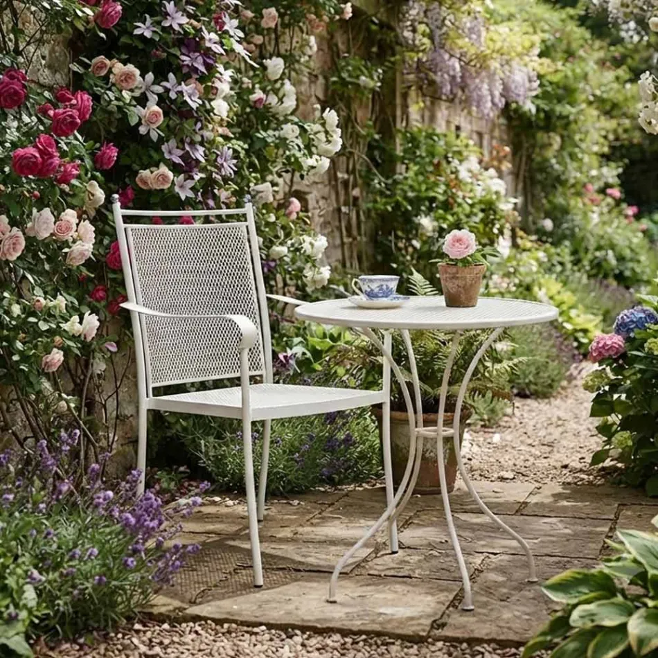 2 klassisch designte Metall-Gartensessel, hergestellt in Italien - Solis Viadurini