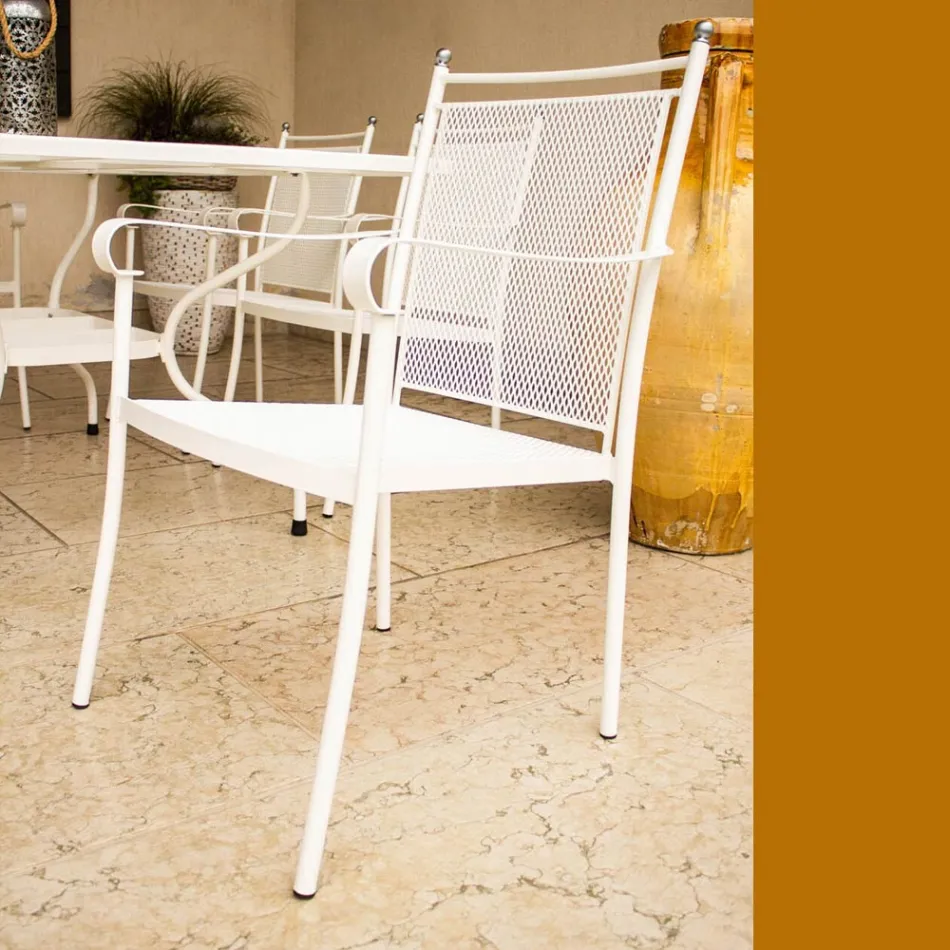 2 klassisch designte Metall-Gartensessel, hergestellt in Italien - Solis Viadurini