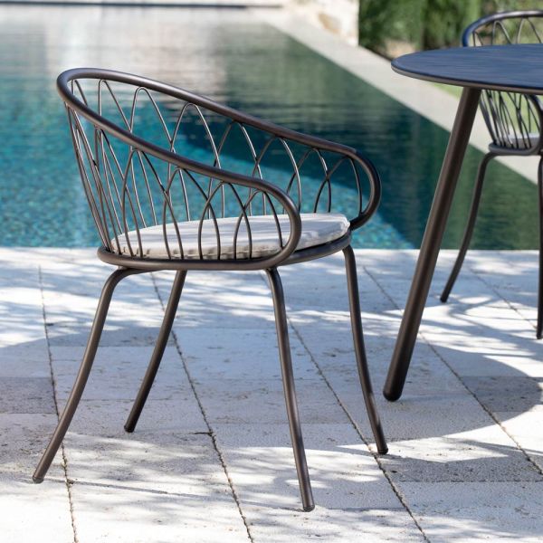 2 stapelbare gartensessel aus metall und kissen made in italy - fontana