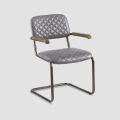 2 Stühle mit optionalen Armlehnen aus echtem Leder und Metallstruktur - Aktentasche