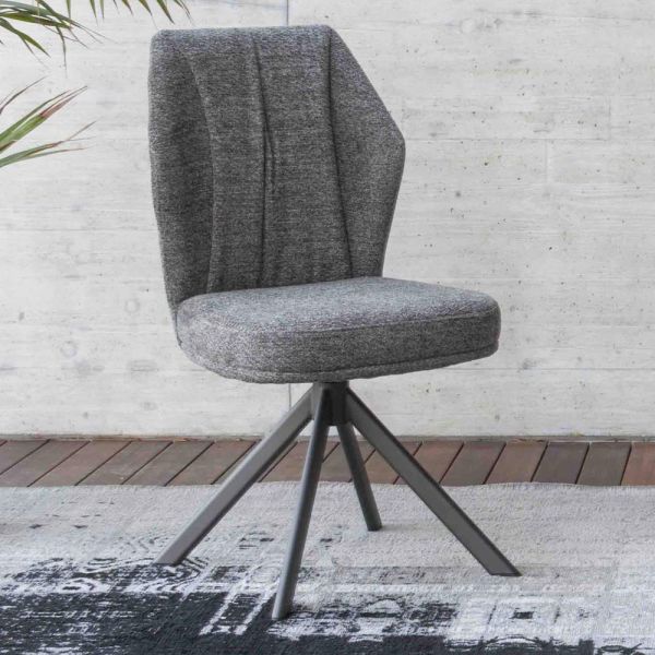 2 indoor-stühle aus graphitfarbenem metall mit sitzfläche aus bliss-stoff - tenia