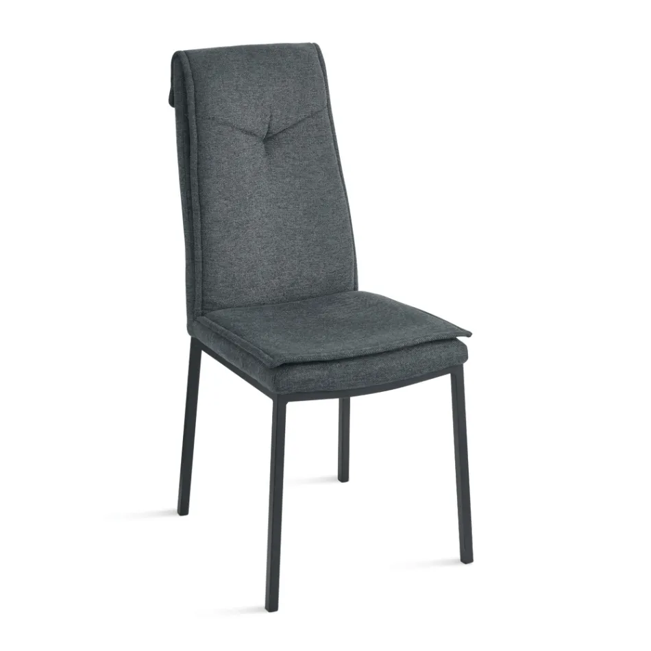 2 Polsterstühle mit farbenfrohem Stoffbezug und Metallgestell - Fabrizio Viadurini