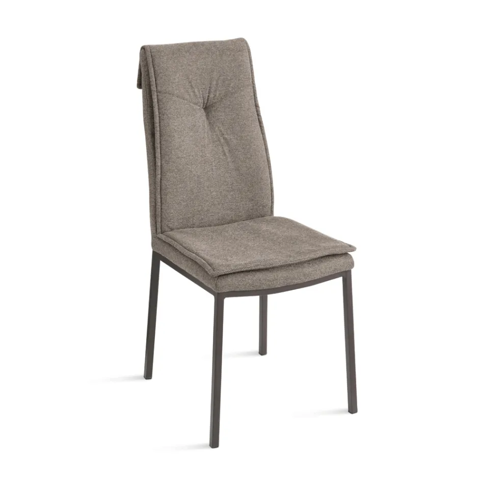 2 Polsterstühle mit farbenfrohem Stoffbezug und Metallgestell - Fabrizio Viadurini