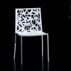 2 modern geschnitzte lasergeschnitzte Stühle aus weißem Metall - Patatix Viadurini