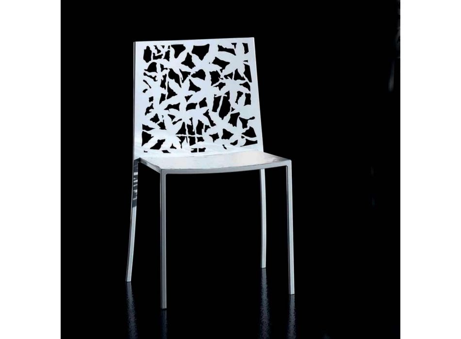 2 modern geschnitzte lasergeschnitzte Stühle aus weißem Metall - Patatix