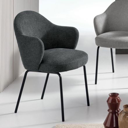 2 Stoffstühle mit Federkernsitz und Metallgestell - Alighieri Viadurini