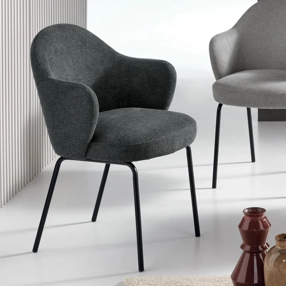 2 Stoffstühle mit Federkernsitz und Metallgestell - Alighieri Viadurini