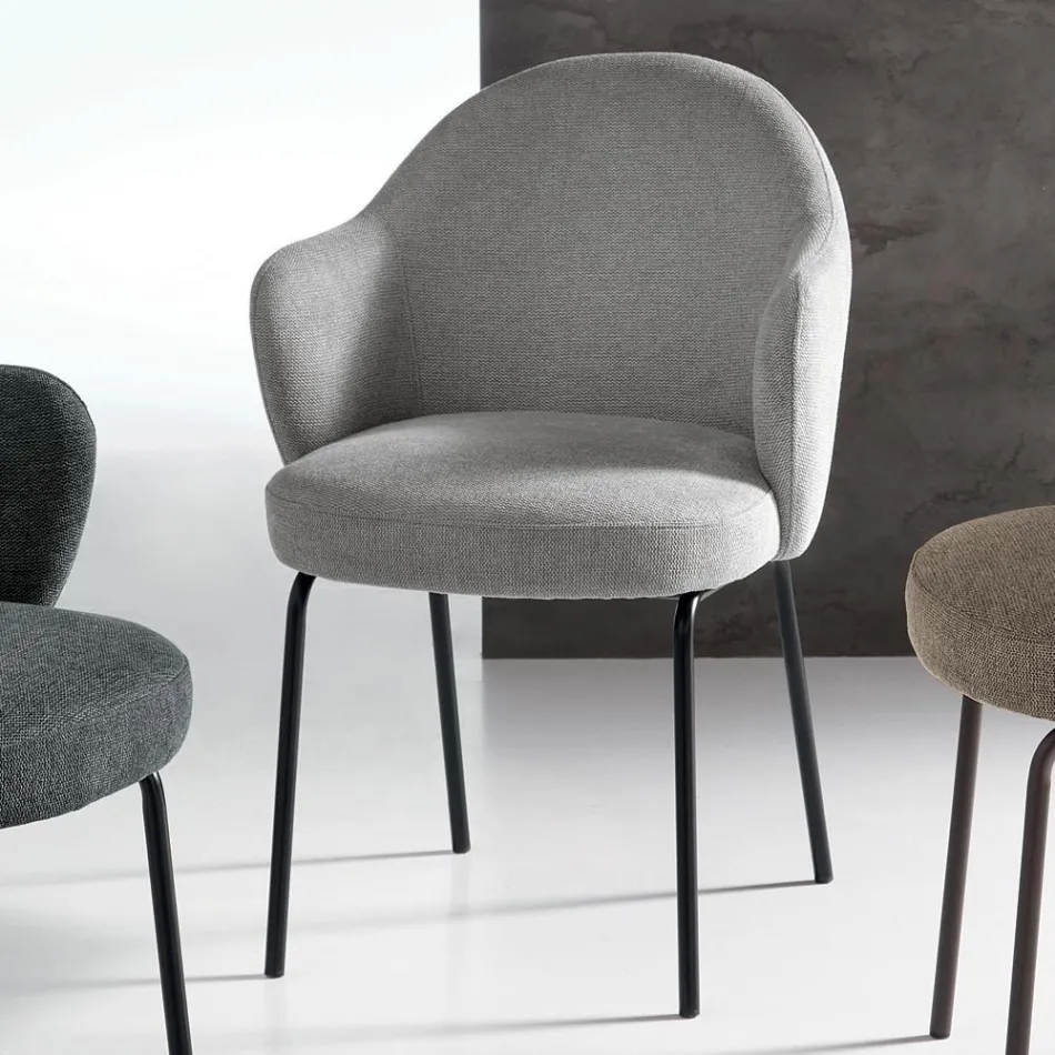 2 Stoffstühle mit Federkernsitz und Metallgestell - Alighieri Viadurini