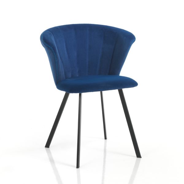 2 stühle aus blauem mikrofaserstoff mit samteffekt – everest