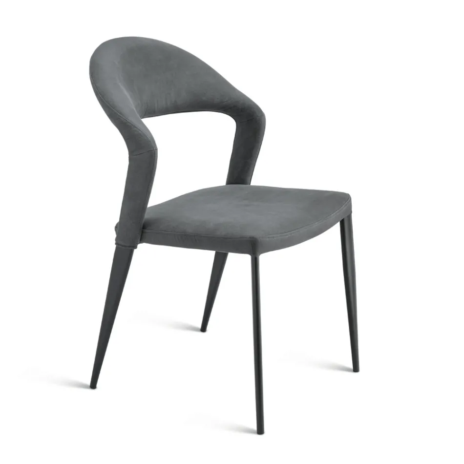 2 Stühle mit farbigem Kunstlederbezug und lackiertem Metallgestell - Boccaccio Viadurini