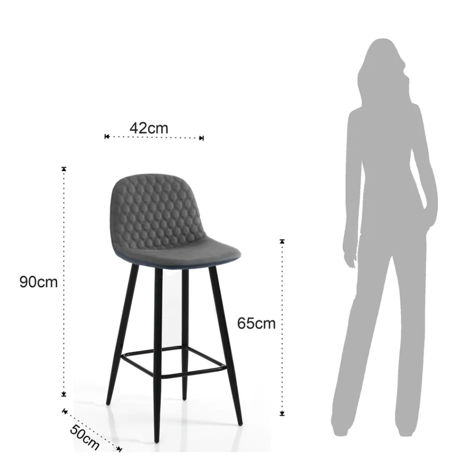 2 Hocker aus Stoff mit Samteffekt in Altgrau – Biscia Viadurini