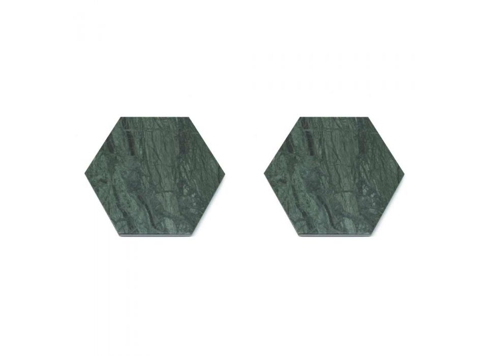 2 sechseckige Untersetzer aus weißem, schwarzem oder grünem Marmor Made in Italy - Paulo Viadurini