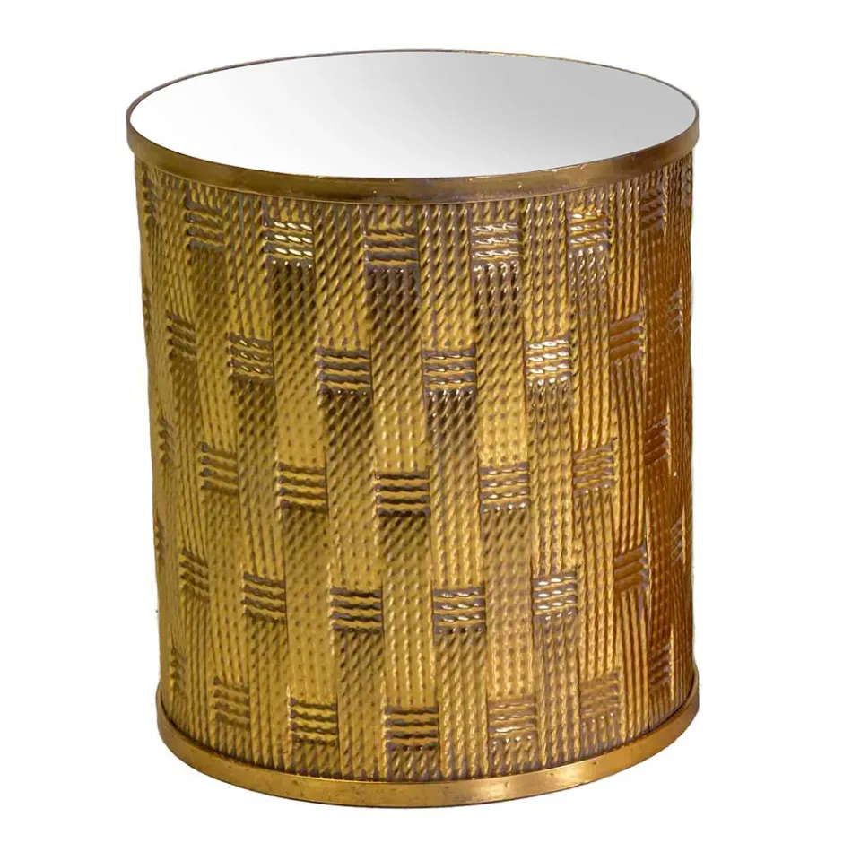 2 Couchtische aus goldenem Metall mit Spiegelplatte - Cliff Viadurini