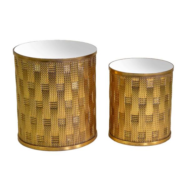 2 couchtische aus goldenem metall mit spiegelplatte - cliff