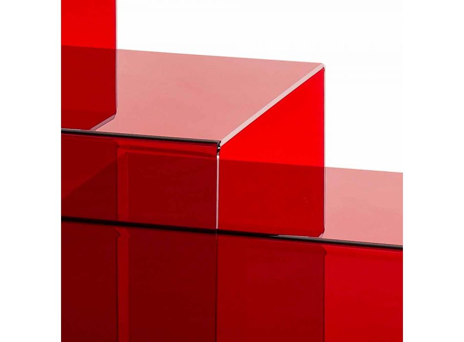3 rote Amalia Stapeltische, modernes Design, Made in Italy Viadurini
