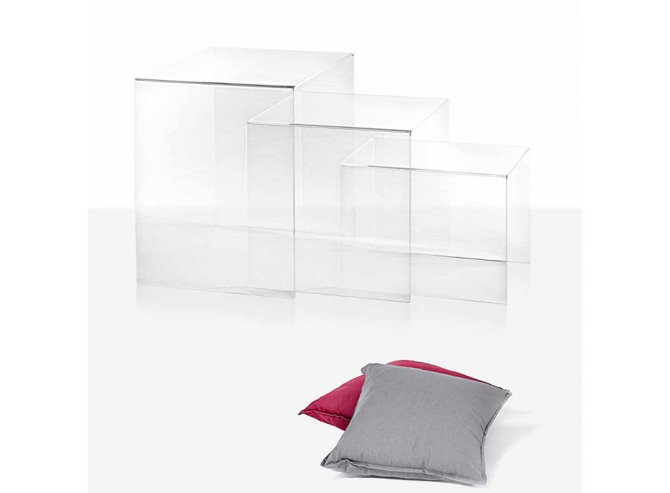 3 transparente überlappende Tische von Amalia Design, hergestellt in Italien