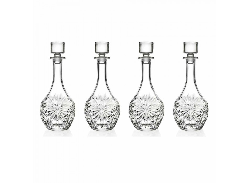 4 Flaschen mit rundem Design Weinverschluss aus ökologischem Kristall - Daniele Viadurini