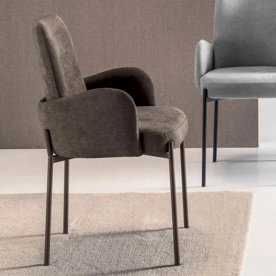 4 Sessel mit farbigem Stoffbezug und lackiertem Metallgestell - Lamberta Viadurini