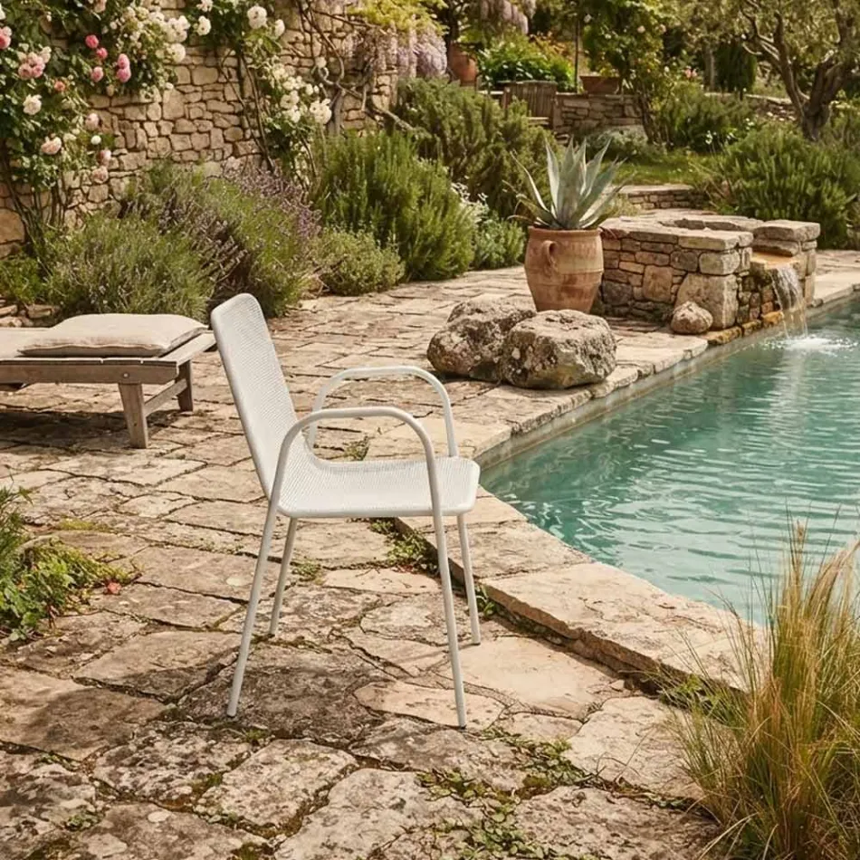 4 traditionelle Gartensessel aus Metall, hergestellt in Italien - Edris Viadurini