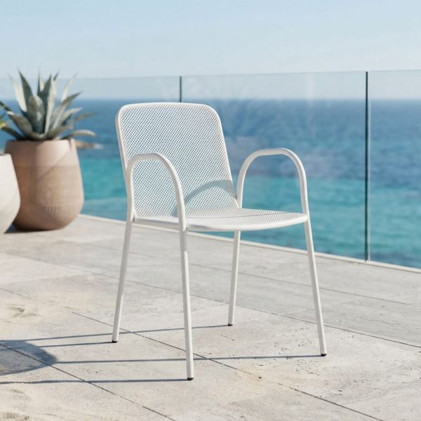 4 traditionelle gartensessel aus metall, hergestellt in italien - edris